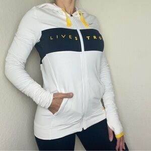 Nike Livestrong White Black Zip Hoodie Jacket Thumbholes size M